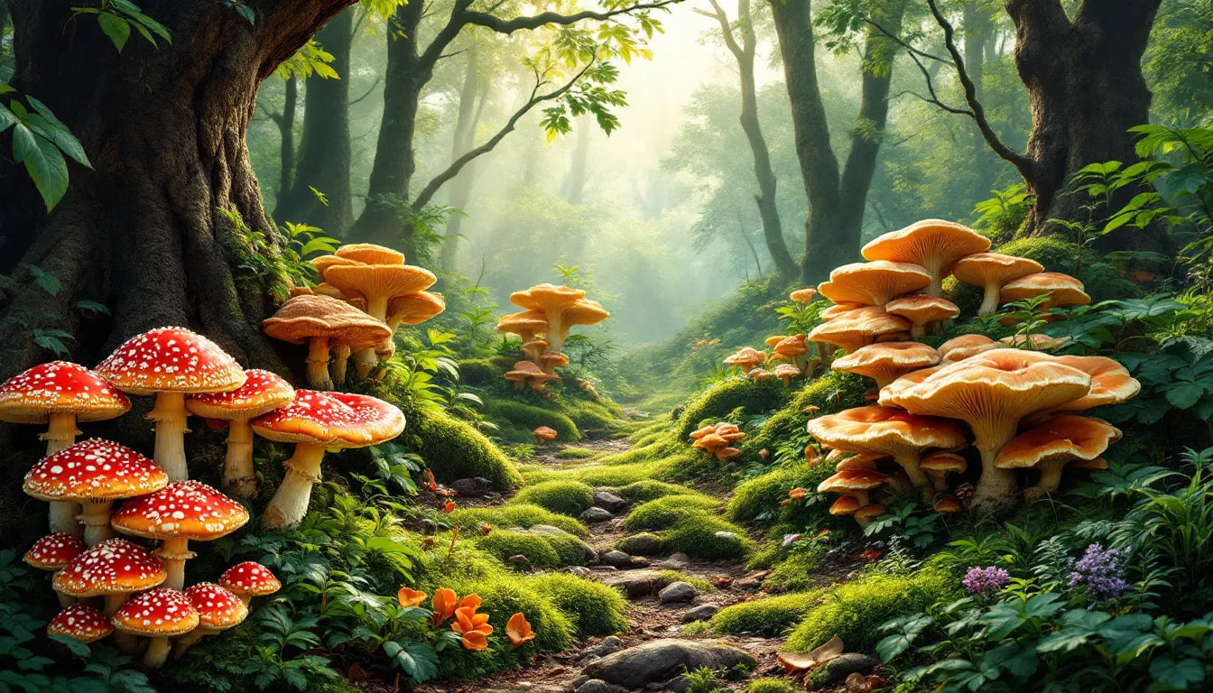 Various functional mushrooms categorized by health goals