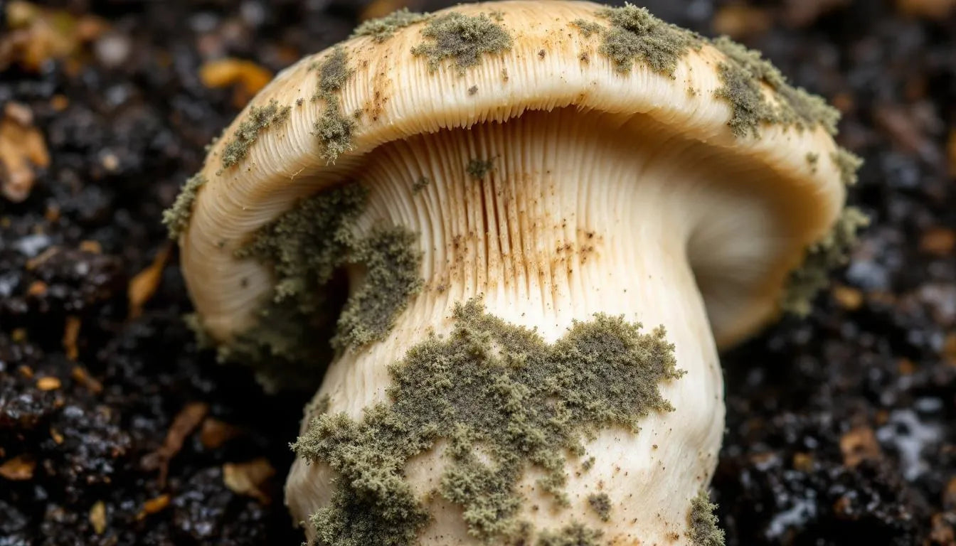 Magic mushroom substrate with visible mold