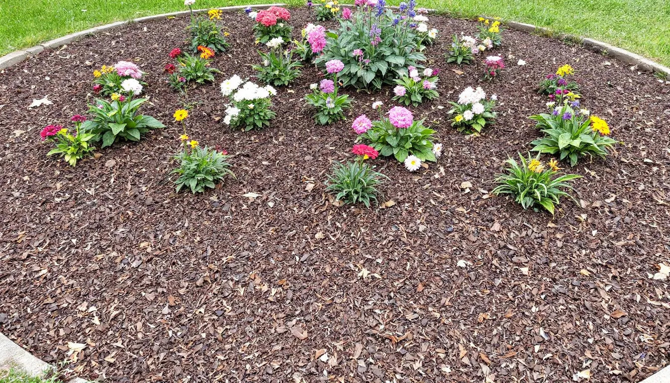 Mulch made from mushroom substrate around vegetable plants