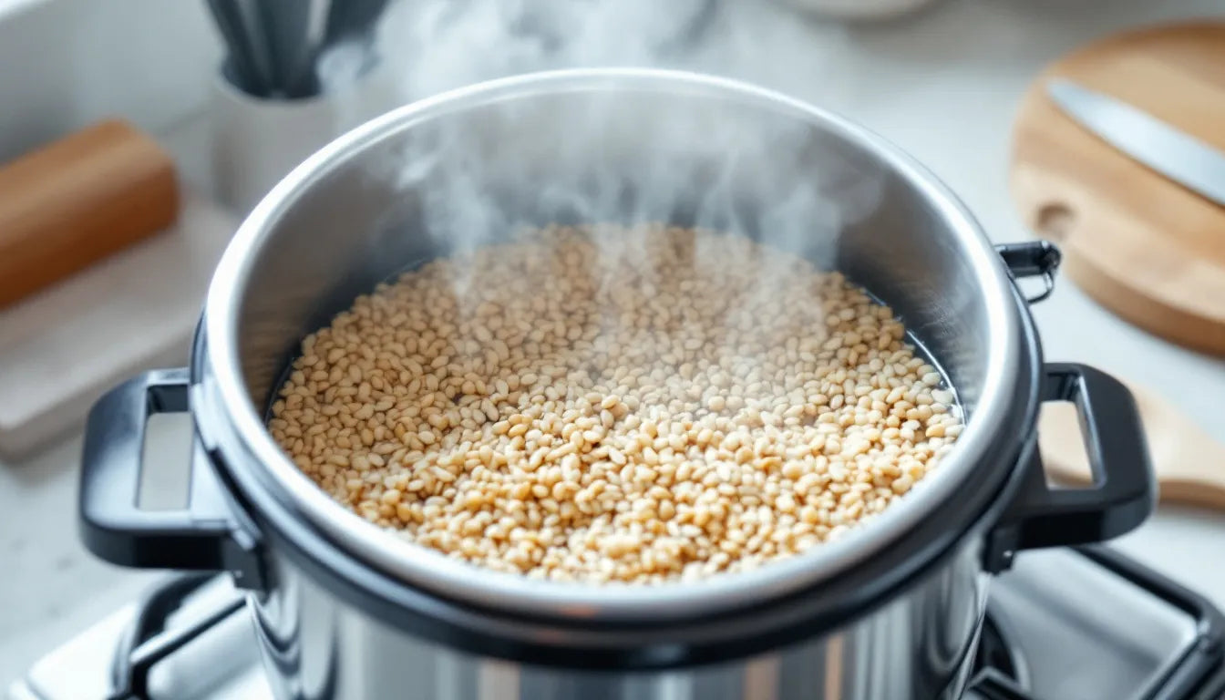 Pressure cooker used to sterilize mushroom grain spawn