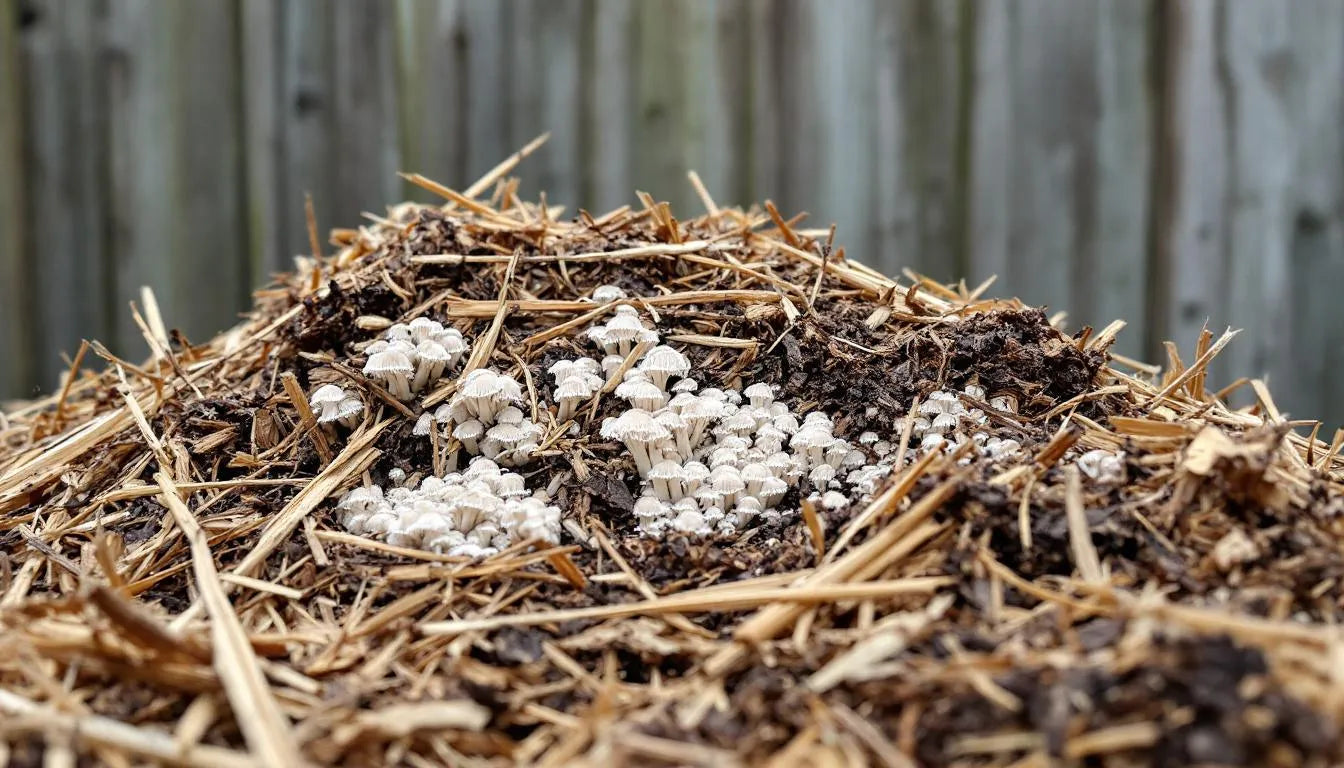 Piled organic substrate ready for mushroom inoculation