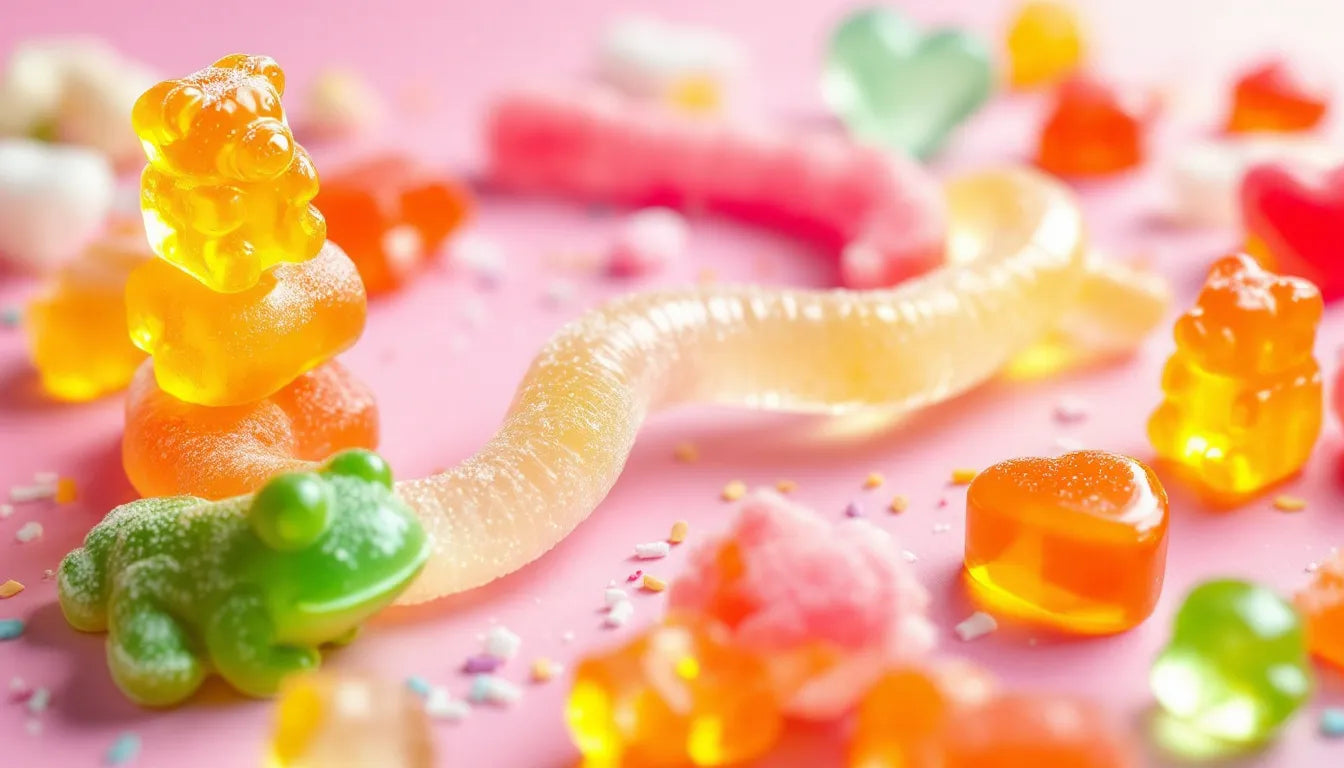 Close-up of colorful gummy candies