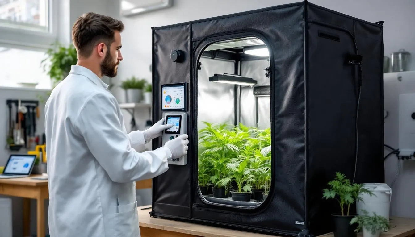 grower updating mushroom chamber to automated system