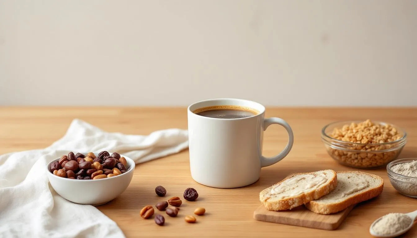 mushroom infused coffee and snack bar displayed