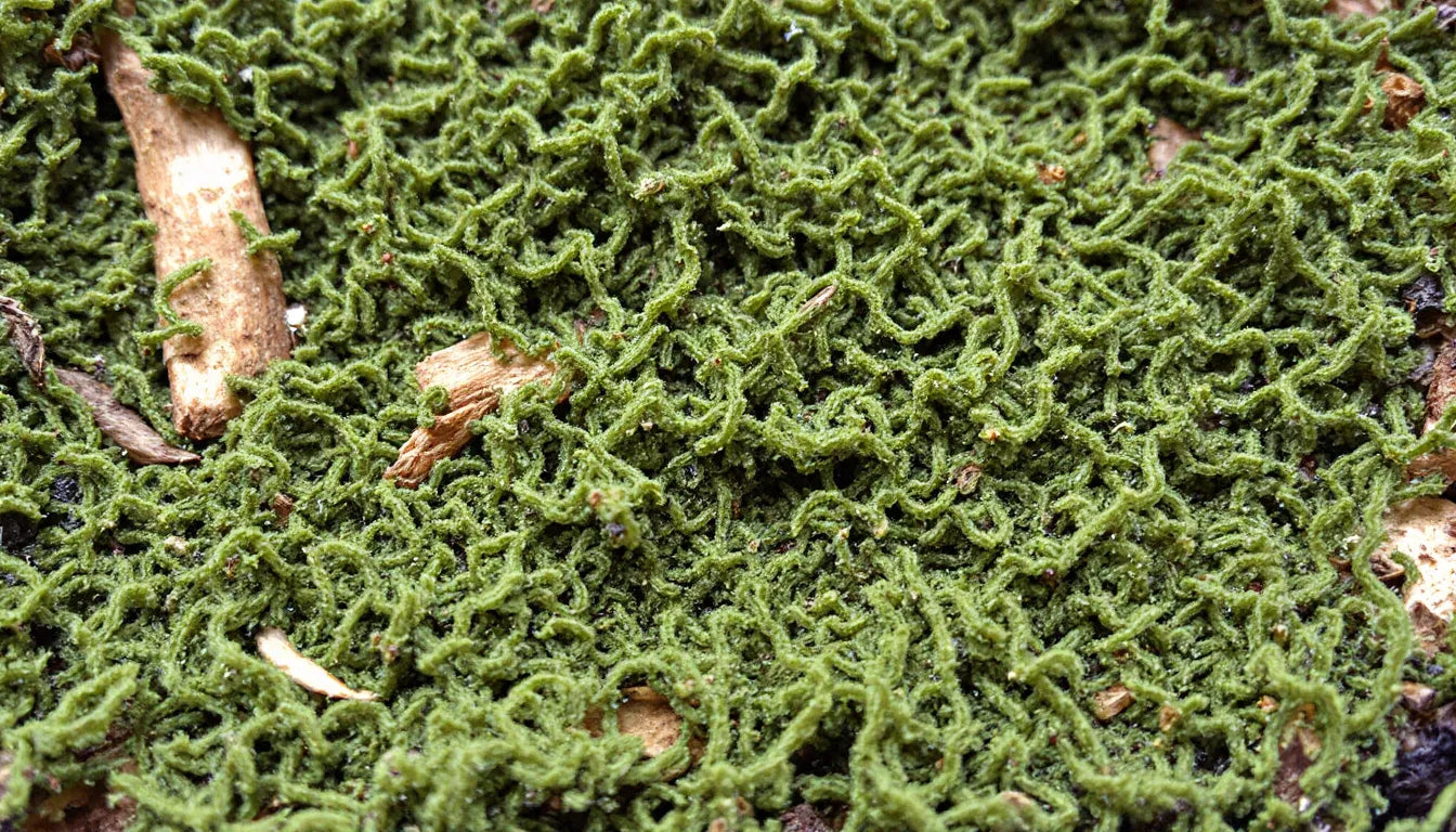 Mushroom substrate affected by mold contamination.