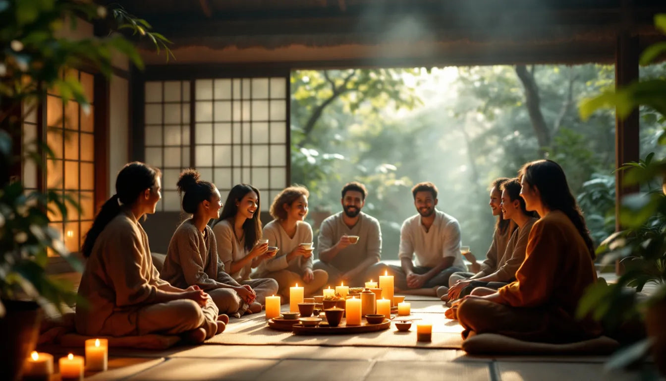 Warm community gathering in a sacred space