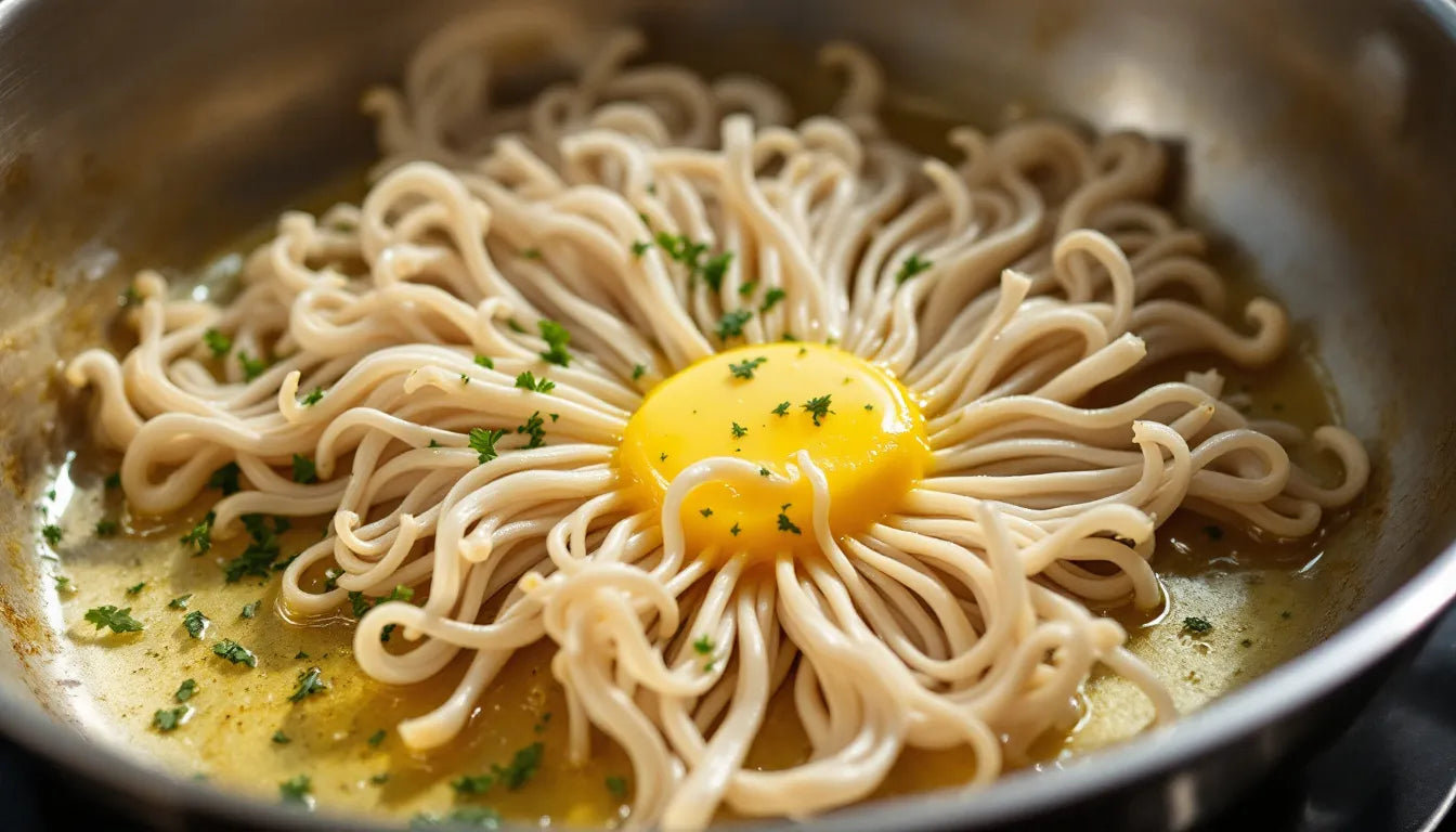Lion's Mane mushroom cooking in a pan with butter