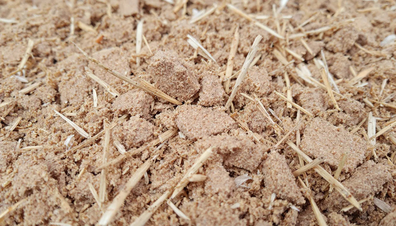 Pile of straw and sawdust used as mushroom substrate