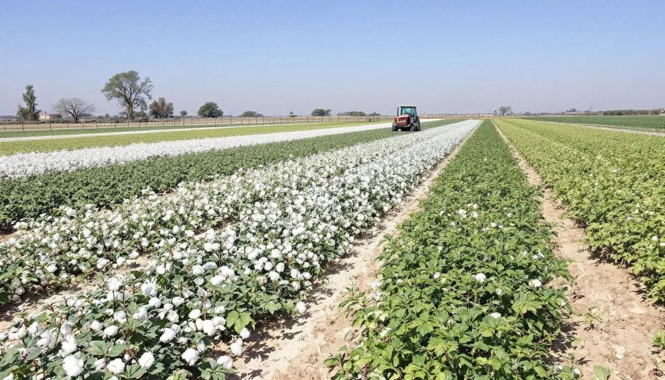 Different cotton varieties growing in a test field for resistance
