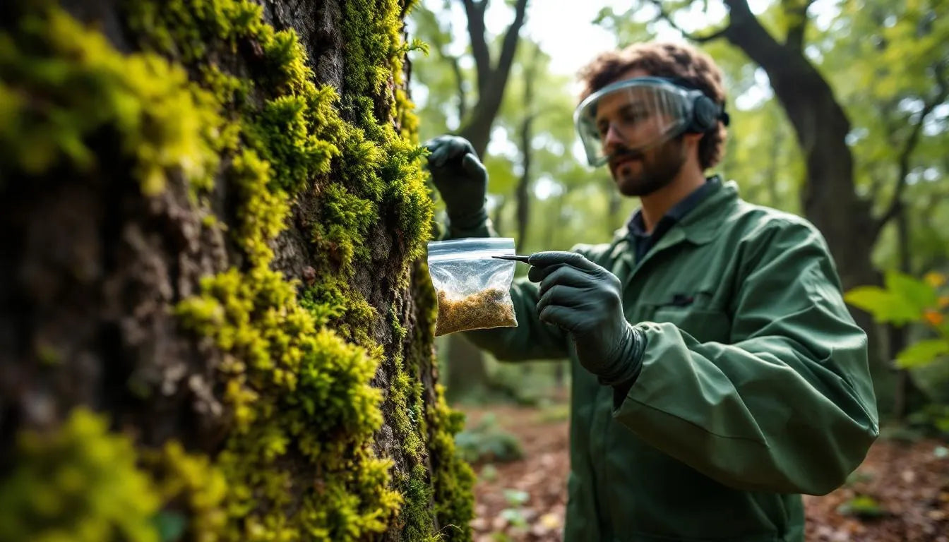 Lichen used in testing air quality in a forest environment