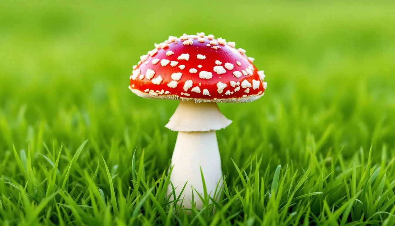 Fly agaric mushroom with white spots