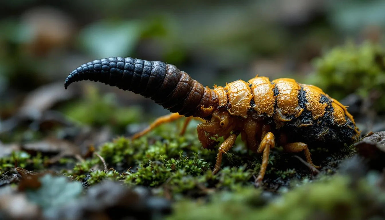 Cordyceps fungus emerging from a dead insect