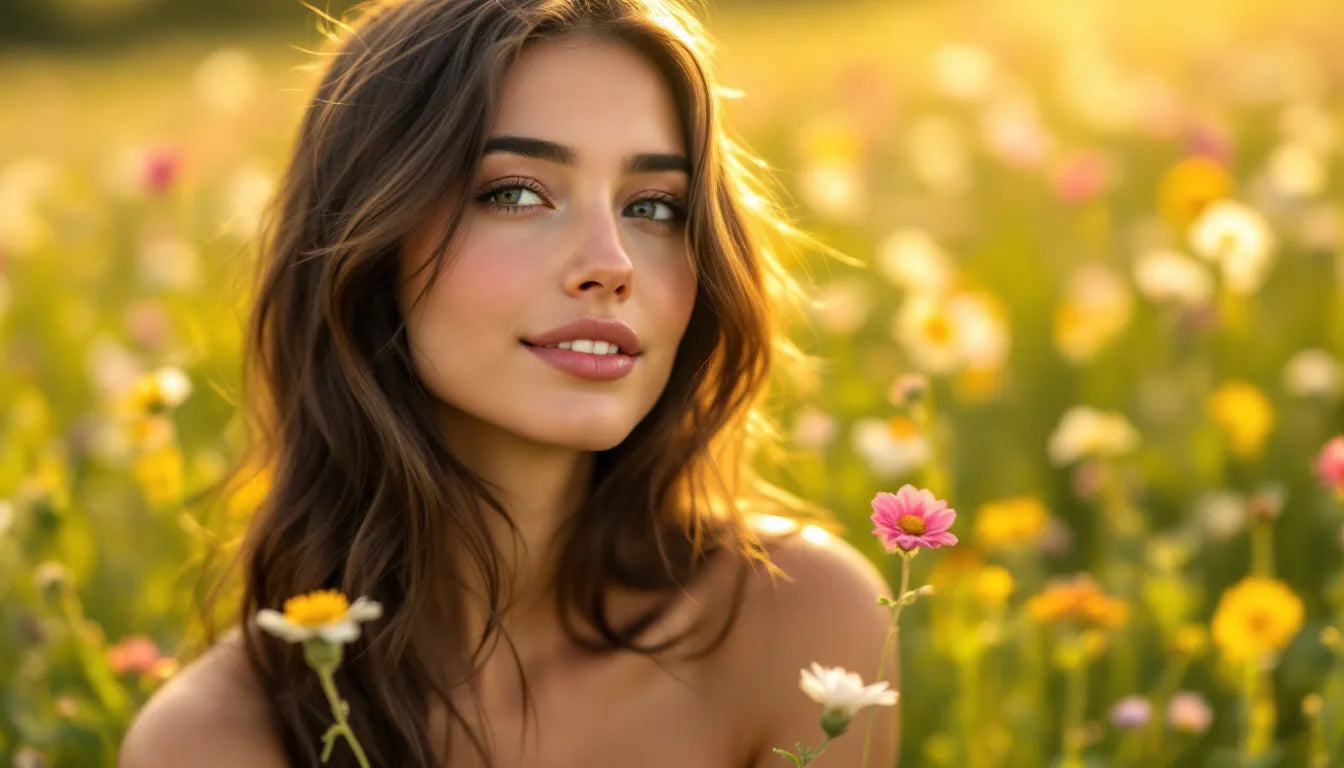 Close-up of glowing healthy skin in natural light