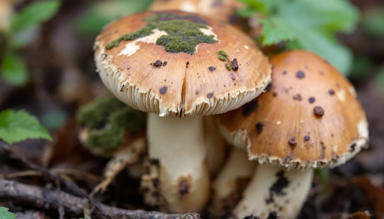 Fresh mushrooms showing signs of spoilage and mold