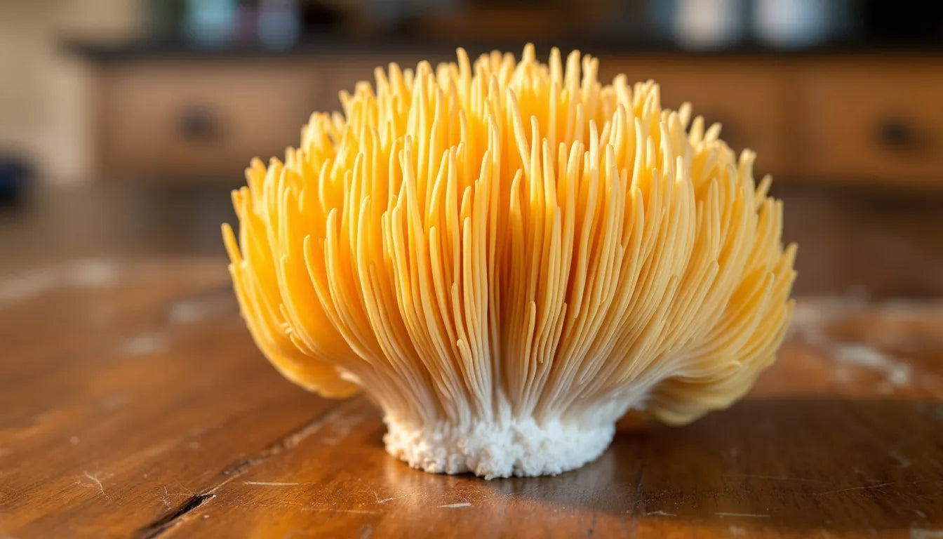 Lion’s Mane mushroom growing at home in grow kit