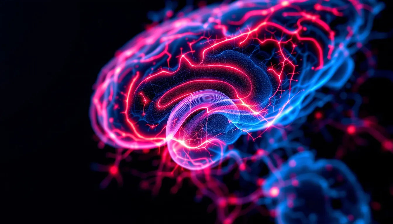 Detailed medical scan of a human brain highlighting neural activity.