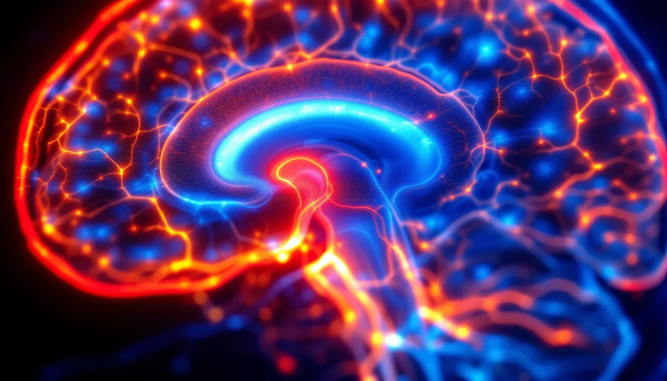 fMRI brain scan displaying neural activity patterns.