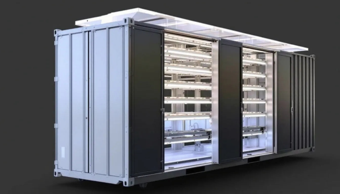 Automated vertical mushroom growing container