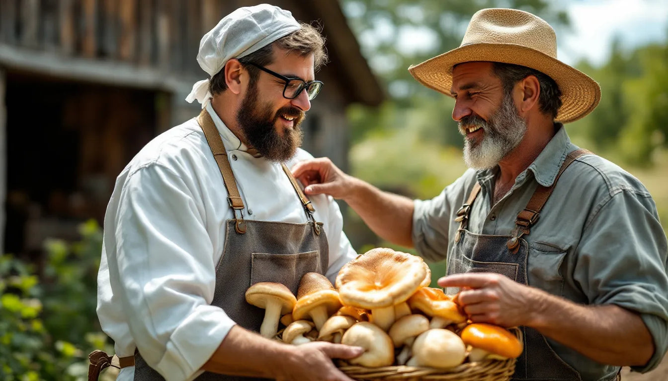 Chef working with a local mushroom grower
