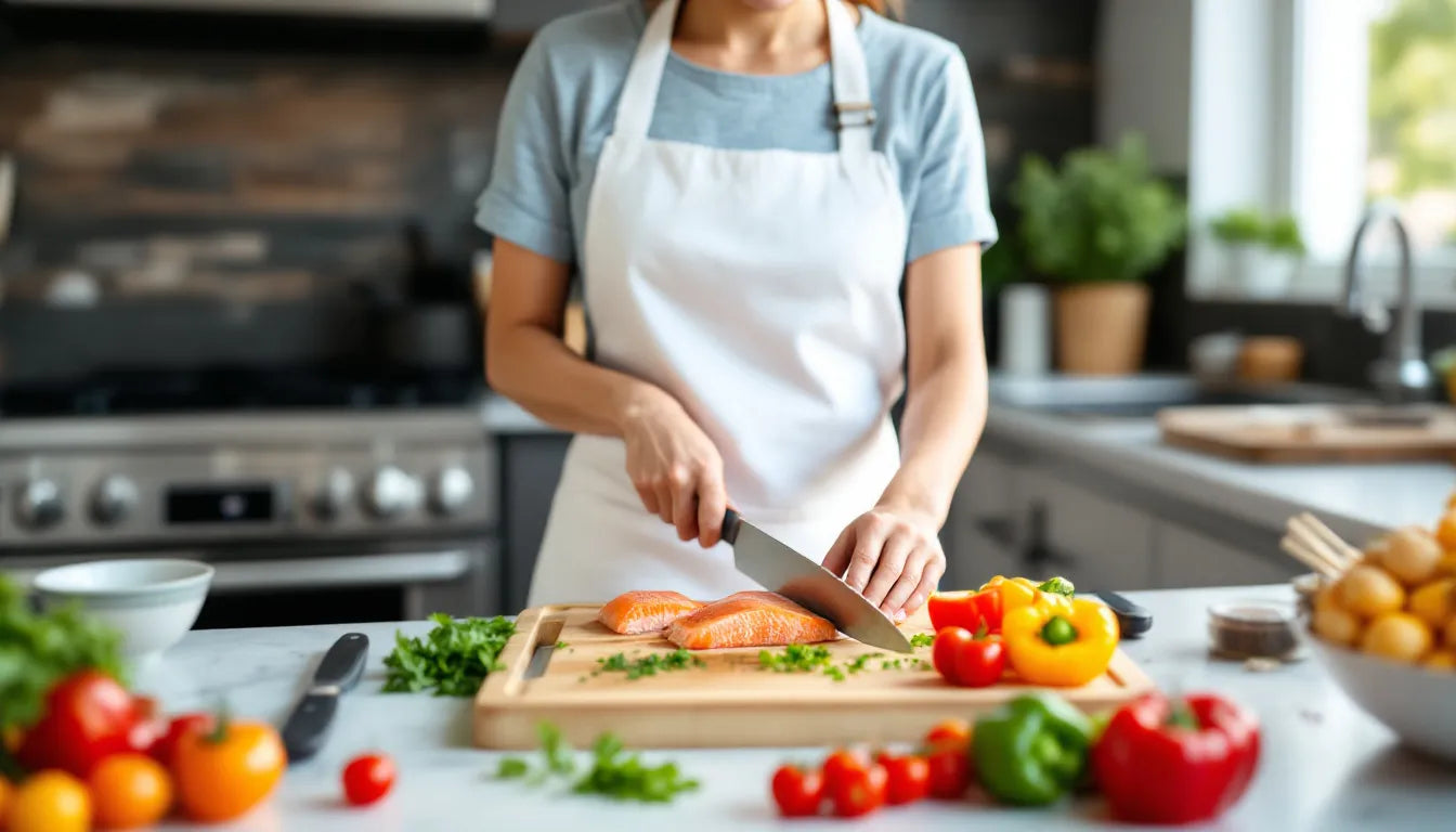Healthy adult preparing a high-protein meal at home