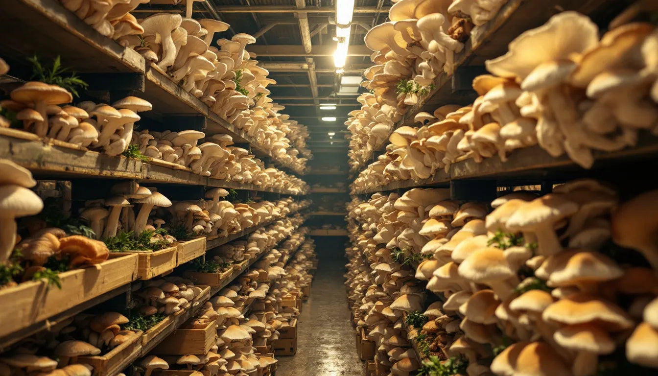 commercial growing setup for king trumpet mushrooms