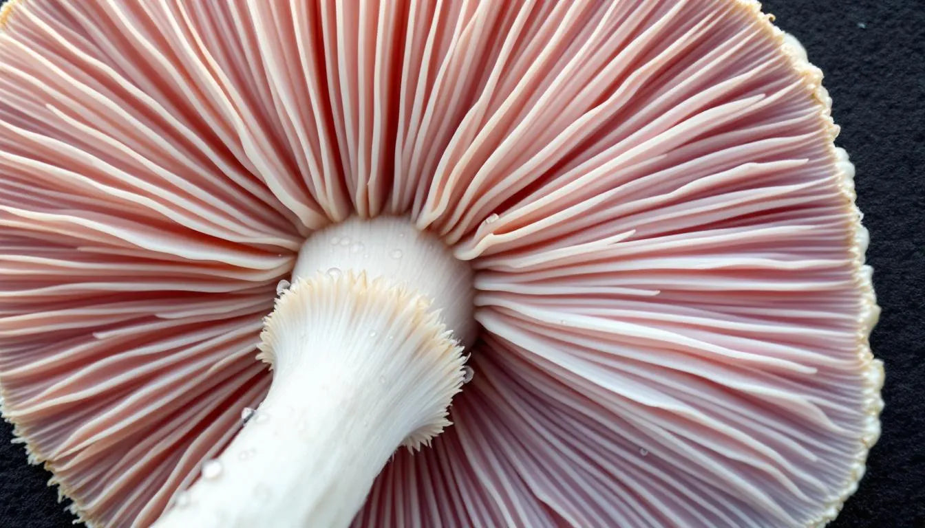 Gilled underside of red fly agaric mushroom