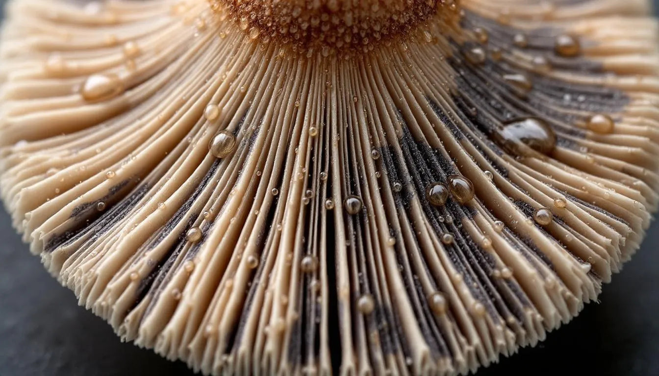 wet and dry hygrophanous mushroom cap showing color change