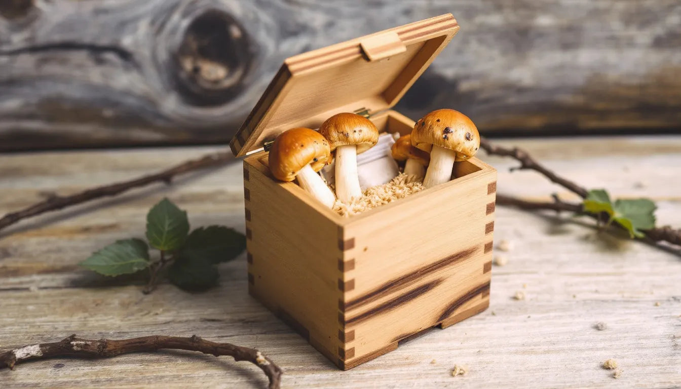 chestnut mushrooms growing in home kit