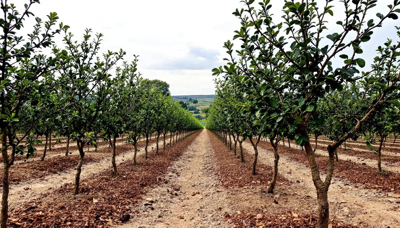 Small truffle orchard with young trees