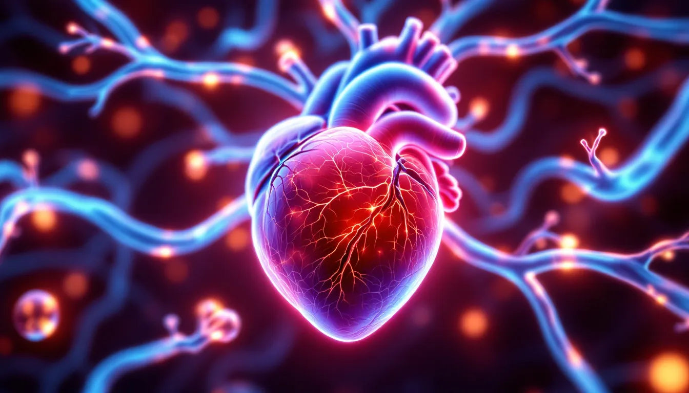 healthy human heart with clearly defined glowing arteries