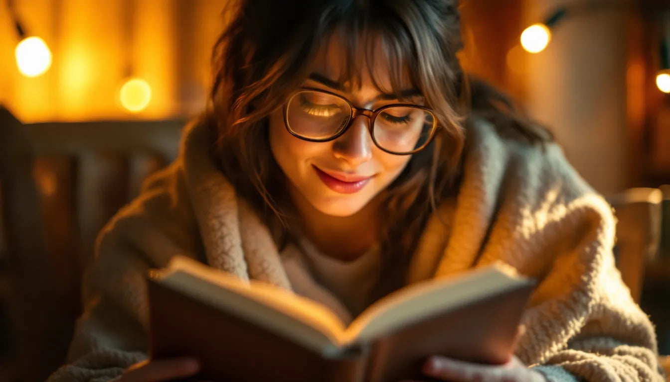 A person reading a book with a focused and concentrated expression.
