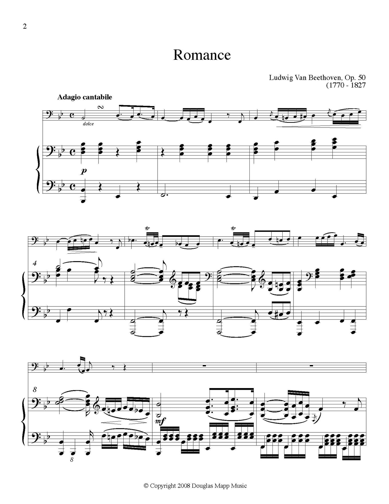 Beethoven Romance orchestra tuning page 1