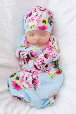 newborn gown and hat set