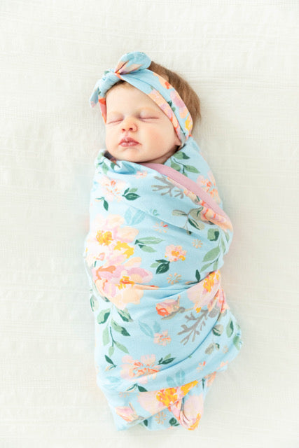 baby girl swaddle with headband