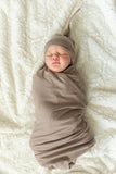 Brooklyn Pregnancy/Postpartum Robe & Taupe Swaddle Set & Dad T-Shirt