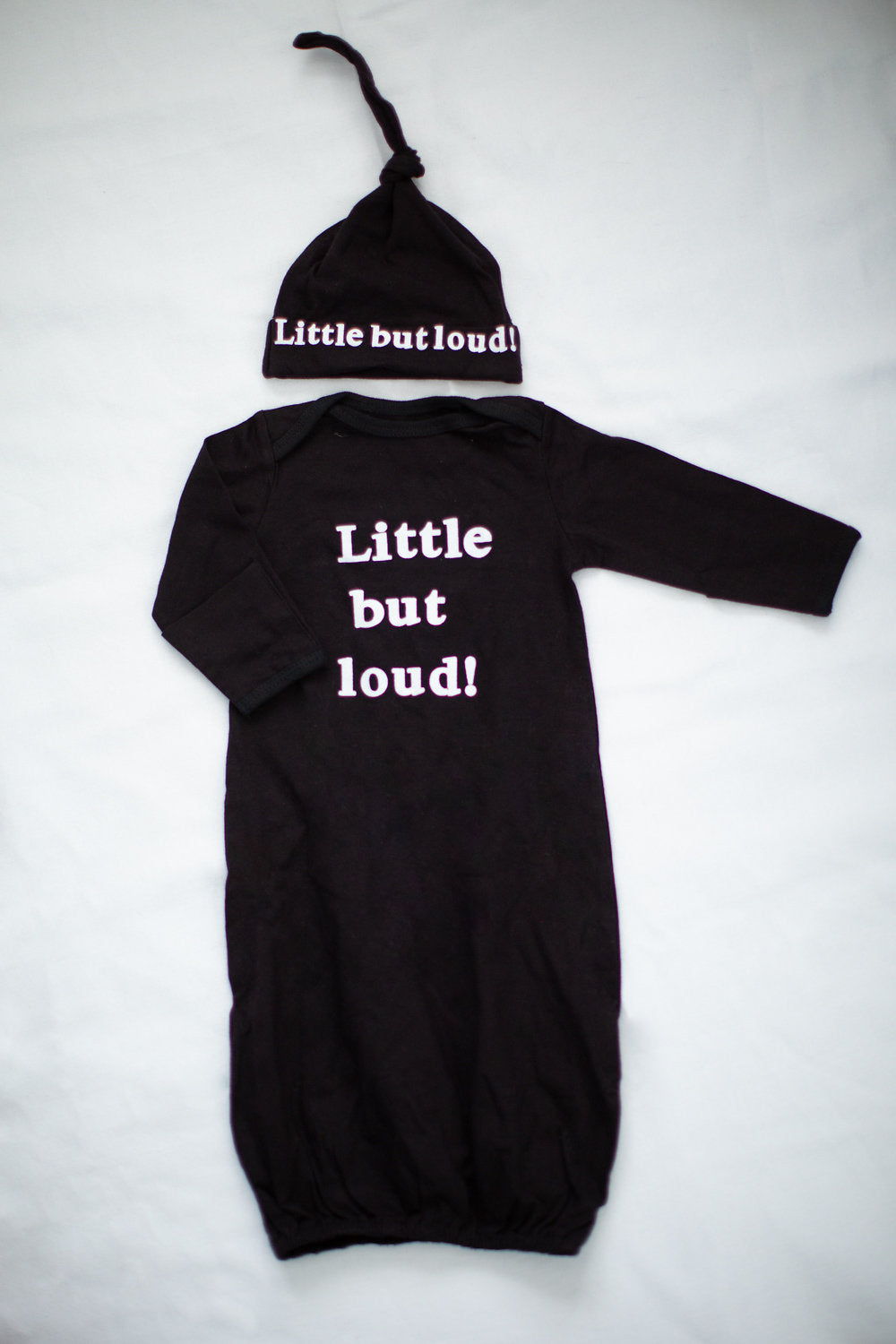 black knotted baby gown