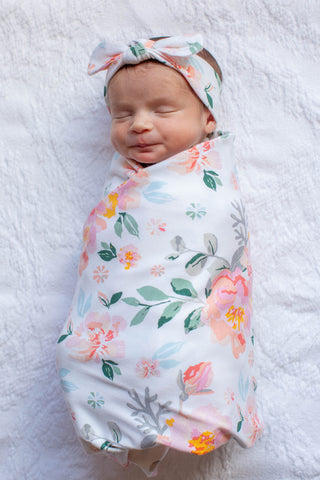 Pink Floral Baby Girl Swaddle Blanket 