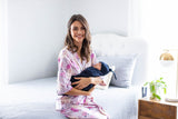 Anais Pregnancy & Postpartum Robe & Navy Blue Swaddle Blanket Set