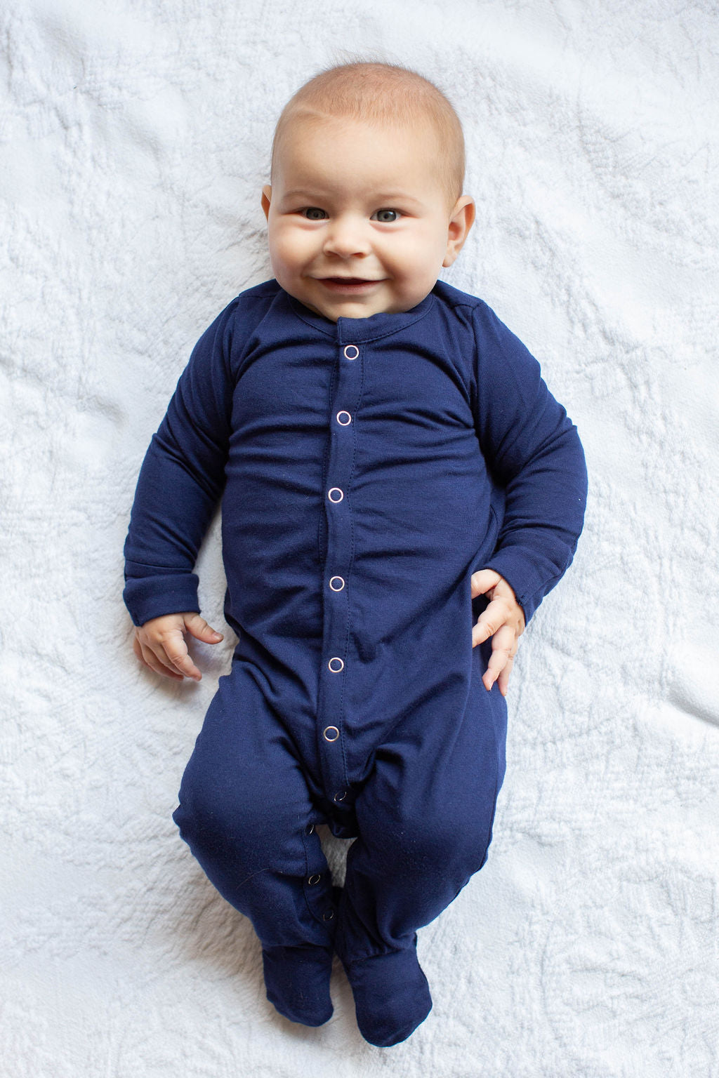 navy blue baby romper