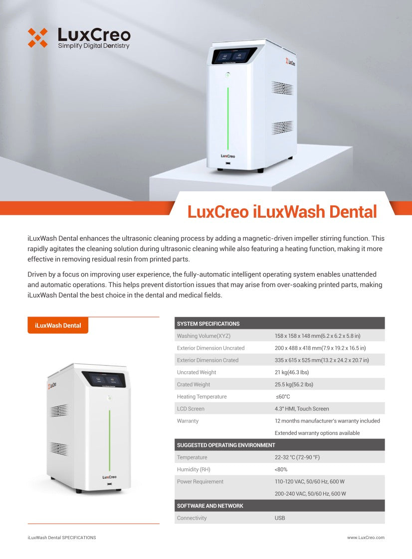 iLuxWash Dental Sales Sheet