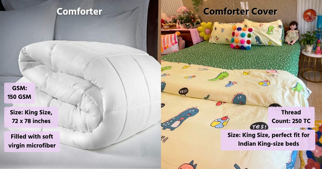 150 GSM King Size Comforter and 250 TC Reversible Comforter Cover