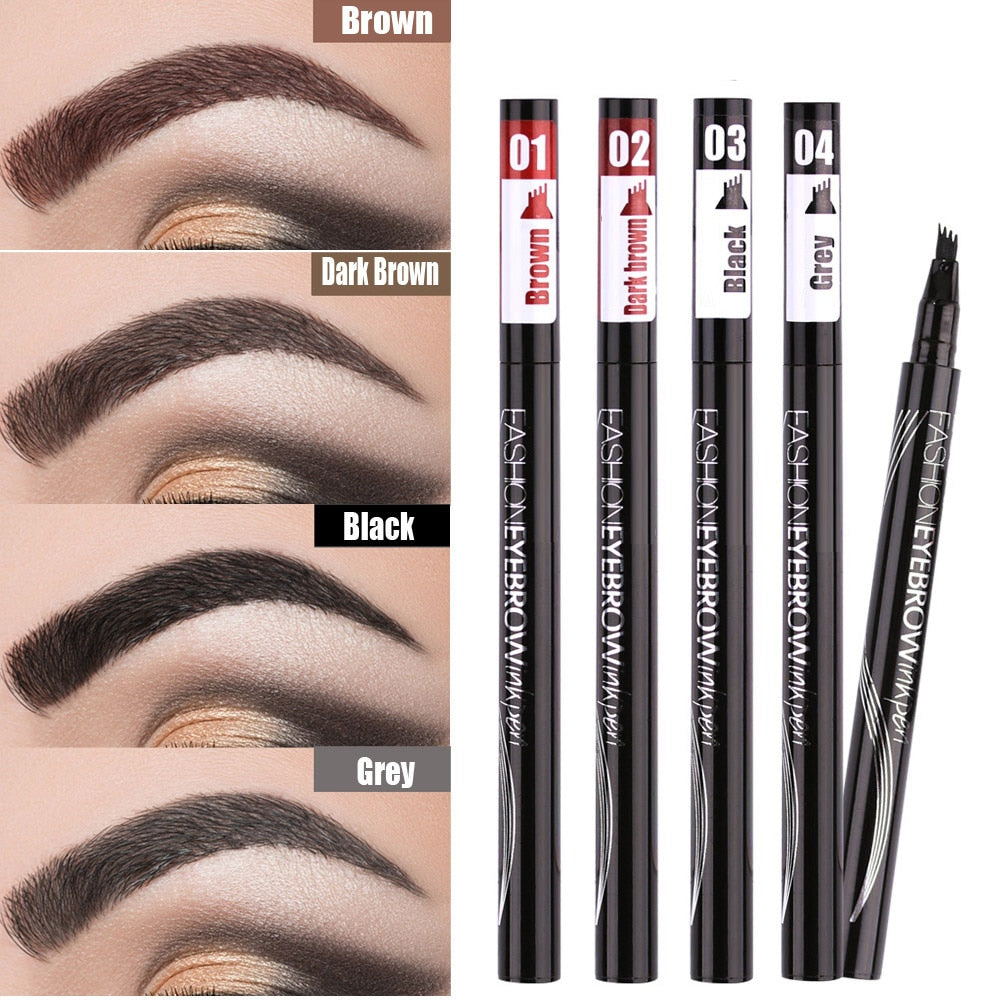 Waterproof Natural Eyebrow Pen Four-claw Eye Brow Tint Makeup three Colors Eyebrow Pencil Brown Black Grey Brush Cosmetics Get Me Products