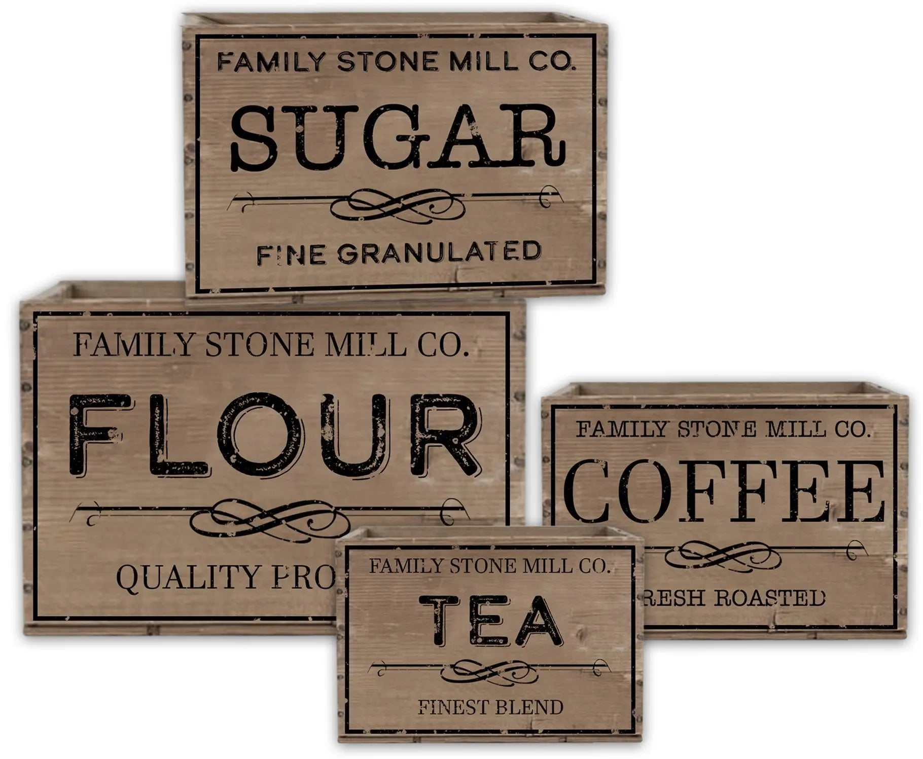Vintage Kitchen: Stone Mill Advertising Boxes (4 boxes) Ivory Vanilla