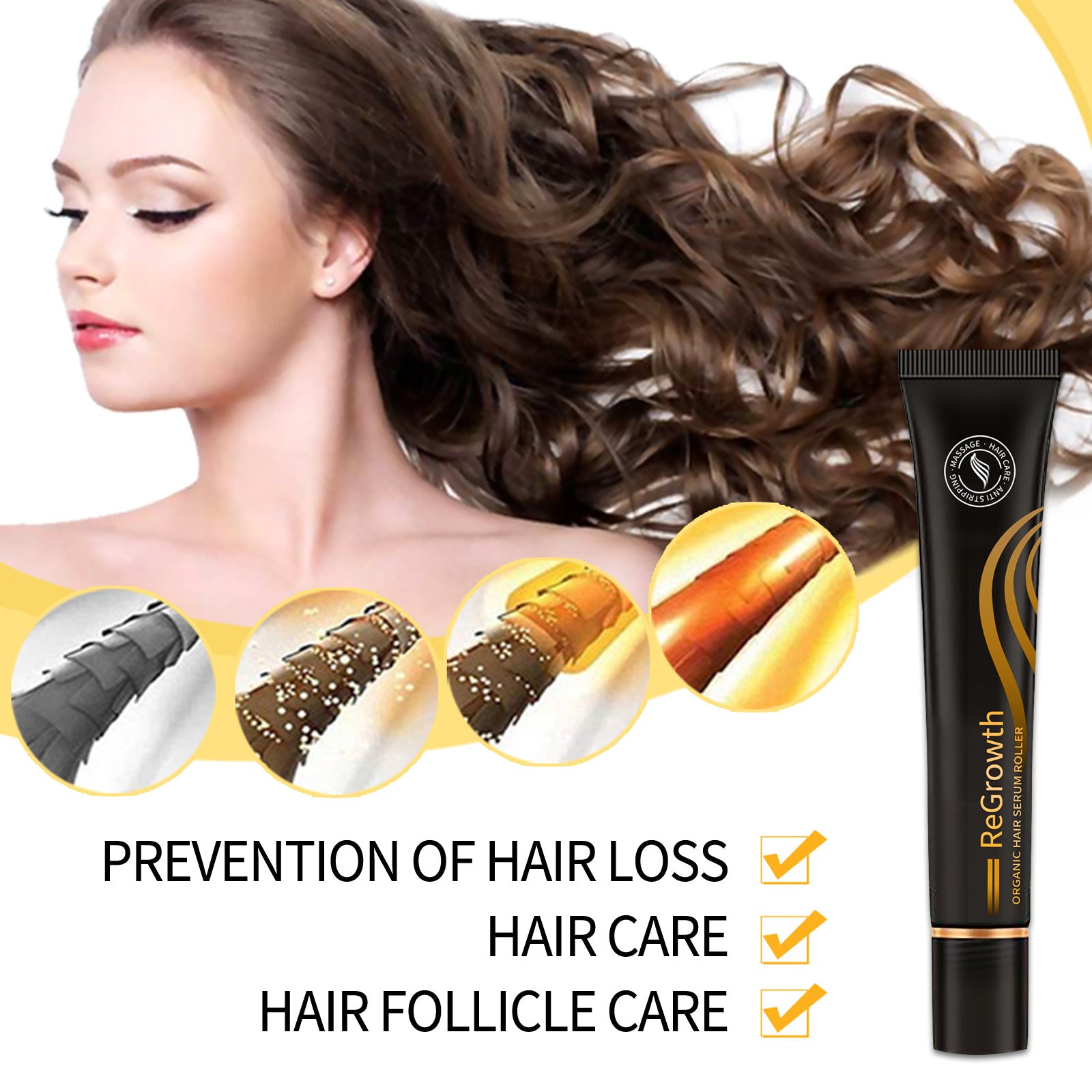 Regrowth Organic Hair Serum Roller Set Hair Care Anti Stripping Liquid Suitable For All Types Of Hair Loss Scalp Nourishing Get Me Products