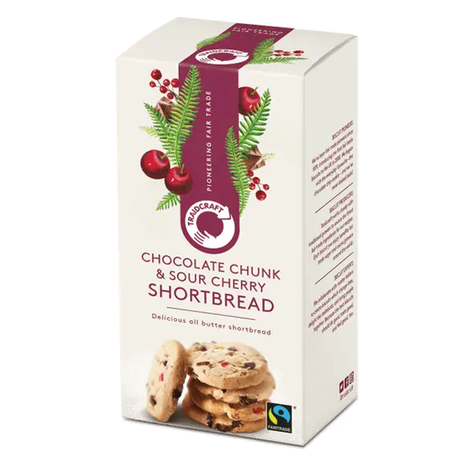Image of Traidcraft Chocolate Chunk & Sour Cherry Shortbread Rounds