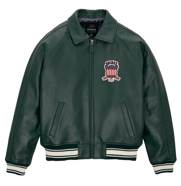 Avirex Bisons Green Varsity Leather Jacket - Fortune Jackets