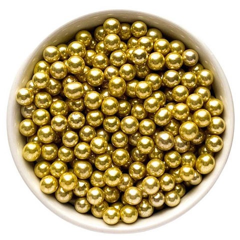 Gold 4mm Edible Sugar Pearls/ Dragée Balls - 50g