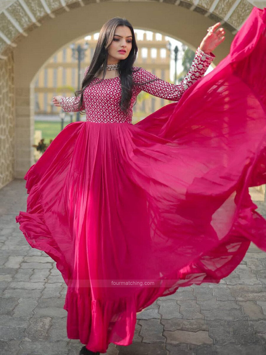 M S FASHION Women Gown Pink Dress - Buy M S FASHION Women Gown Pink Dress  Online at Best Prices in India | Flipkart.com