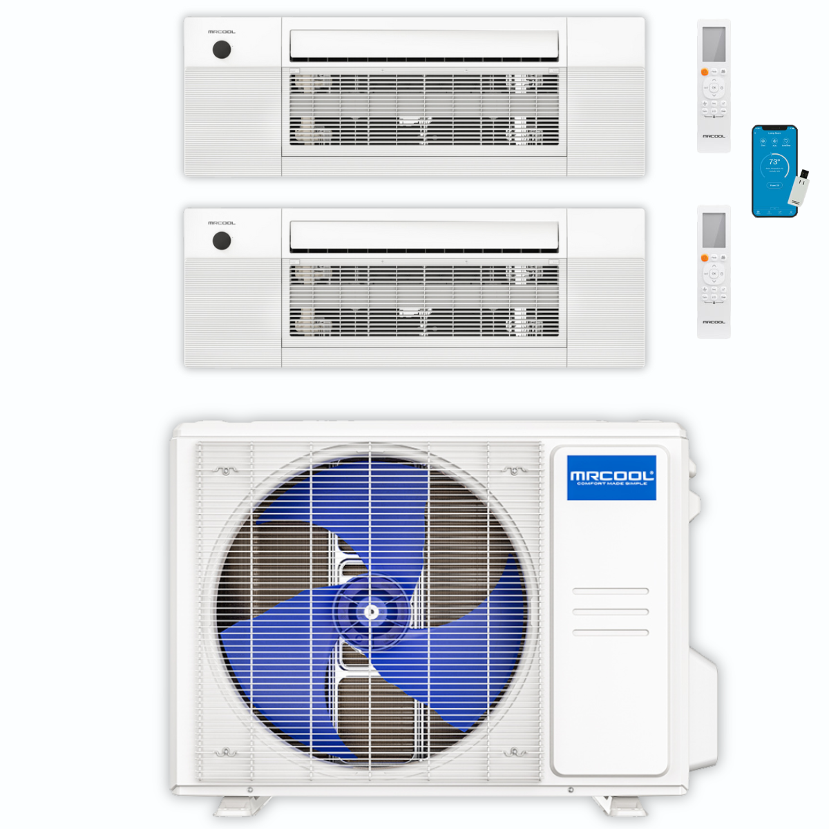 MRCOOL DIY Mini Split - 18,000 BTU 2 Zone Ceiling Cassette Ductless Air Conditioner and Heat Pump DIY-BC-218HP0909