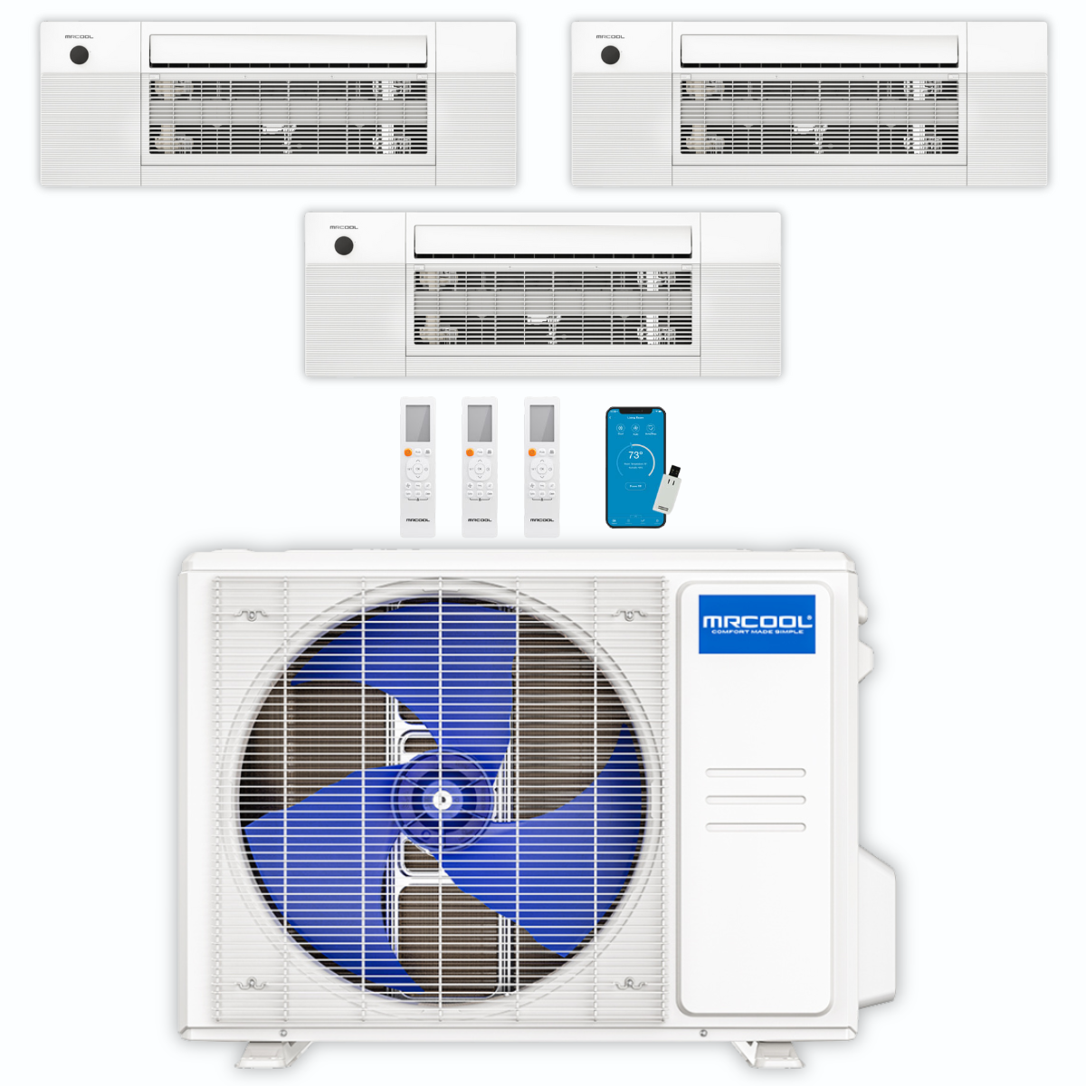 MRCOOL DIY Mini Split - 27,000 BTU 3 Zone Ceiling Cassette Ductless Air Conditioner and Heat Pump with 25 ft. Install Kit DIYM336HPC00C28
